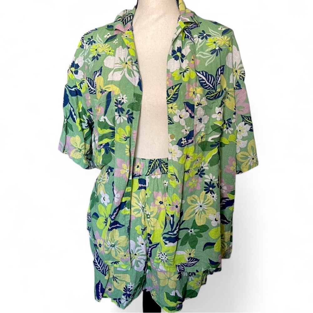Topshop hawaiian shirt and shorts beach resort set in multicolor small